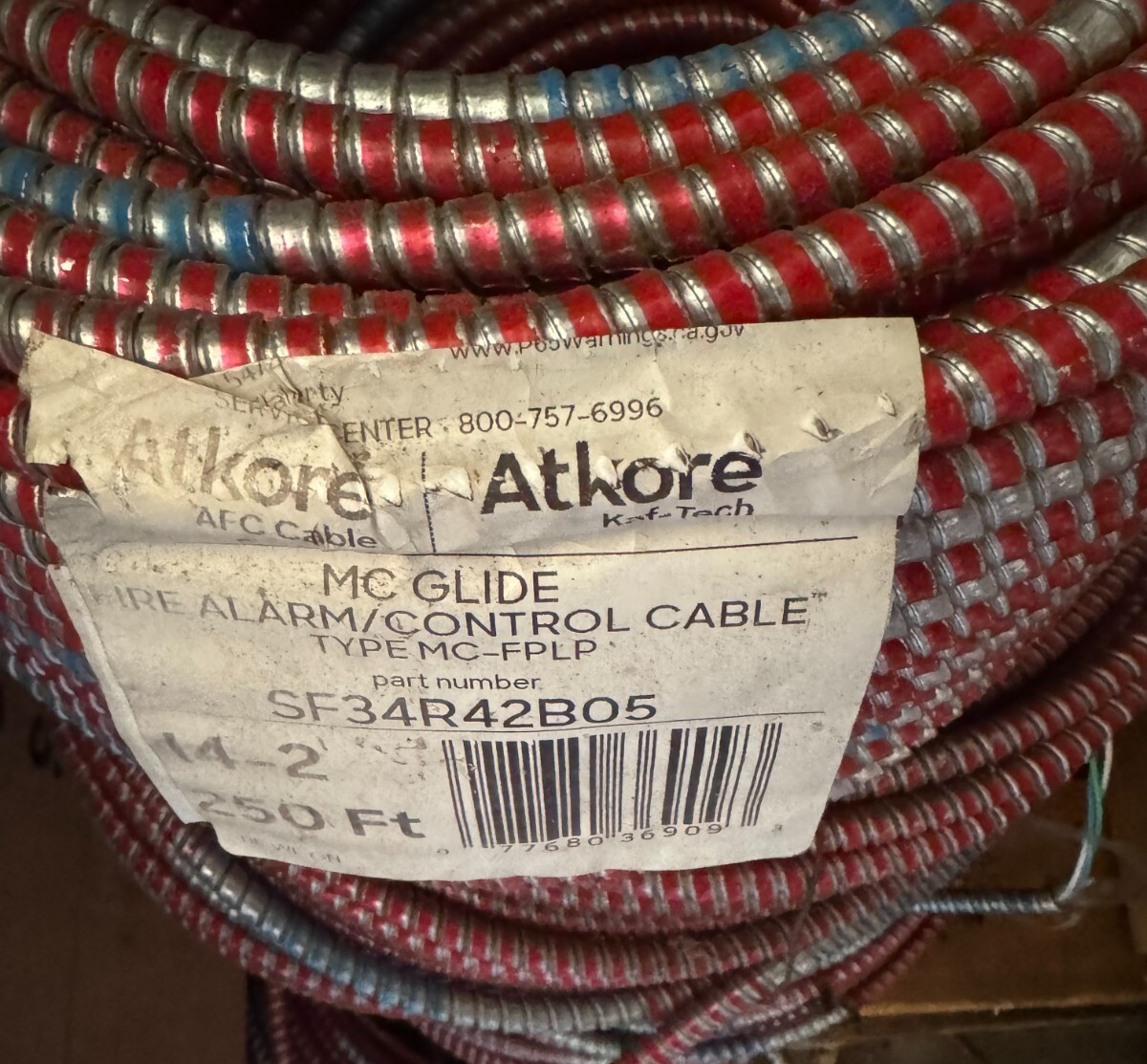 MC Glide Fire Alarm control cable,TYPE MC-FPLP, 14-2, 250 ft, PART No SF34R42B05