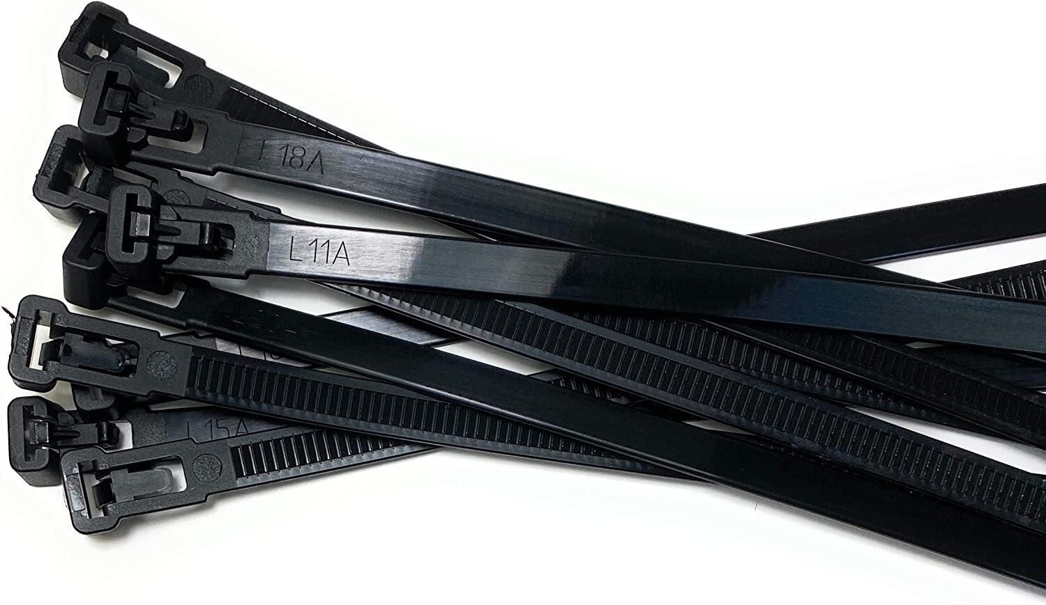 Black White Green Releasable Reusable Tie Wrap, Cable Tidy, Ties Zip Straps