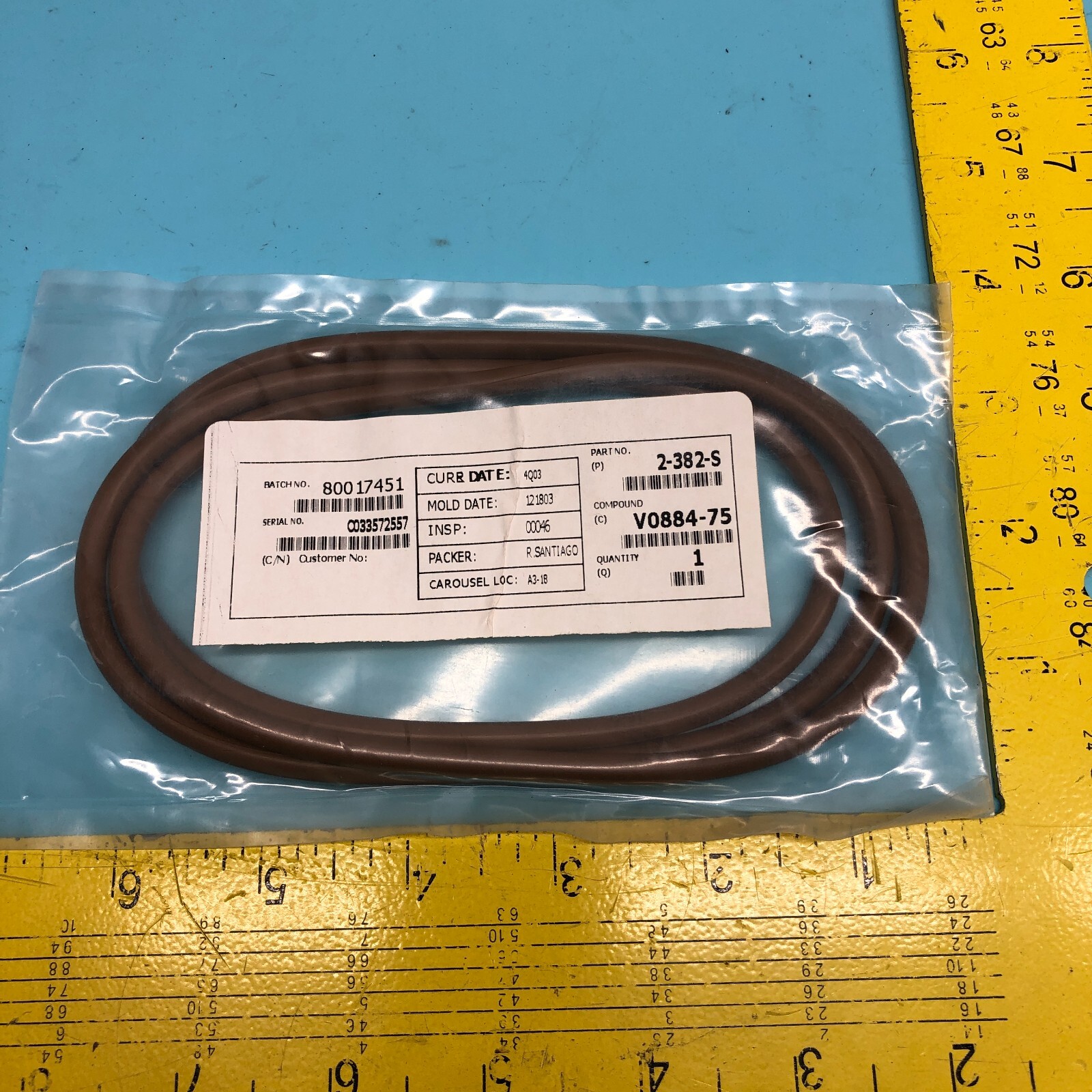2 AMAT 3700-01615 O-RING,12.975LB .210 CSD BROWN,2-382-S, 170282
