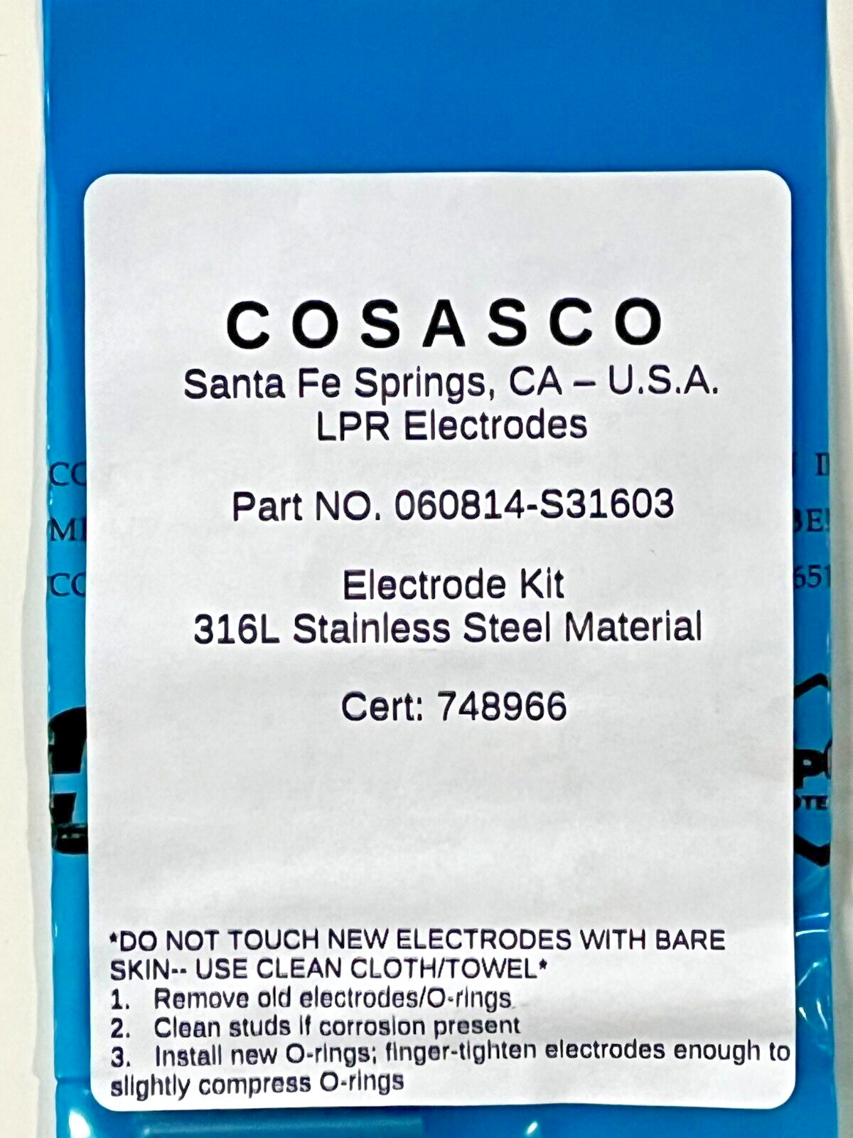 Cosasco Corrator Electrode Kit 316L Stainless Steal 1040 Rohrback 060814-S31603