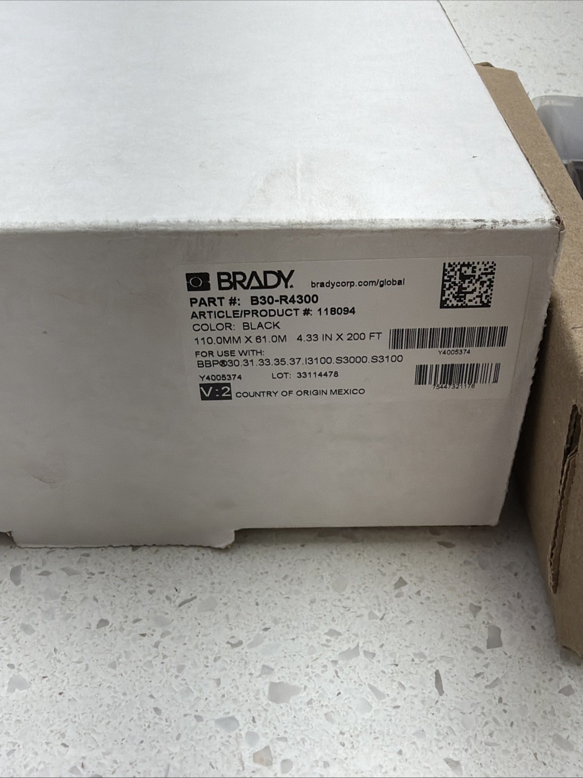 Brady B30-R4300 Black, 4.33″ Polyester Label, Printer Ribbon New
