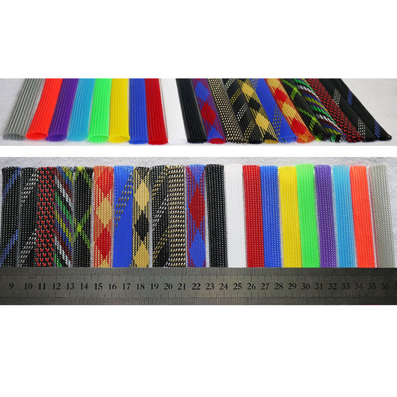 12mm Width Coloured PET Expandable Braid Sleeving Cable Wire Sleeve Sheath Dense