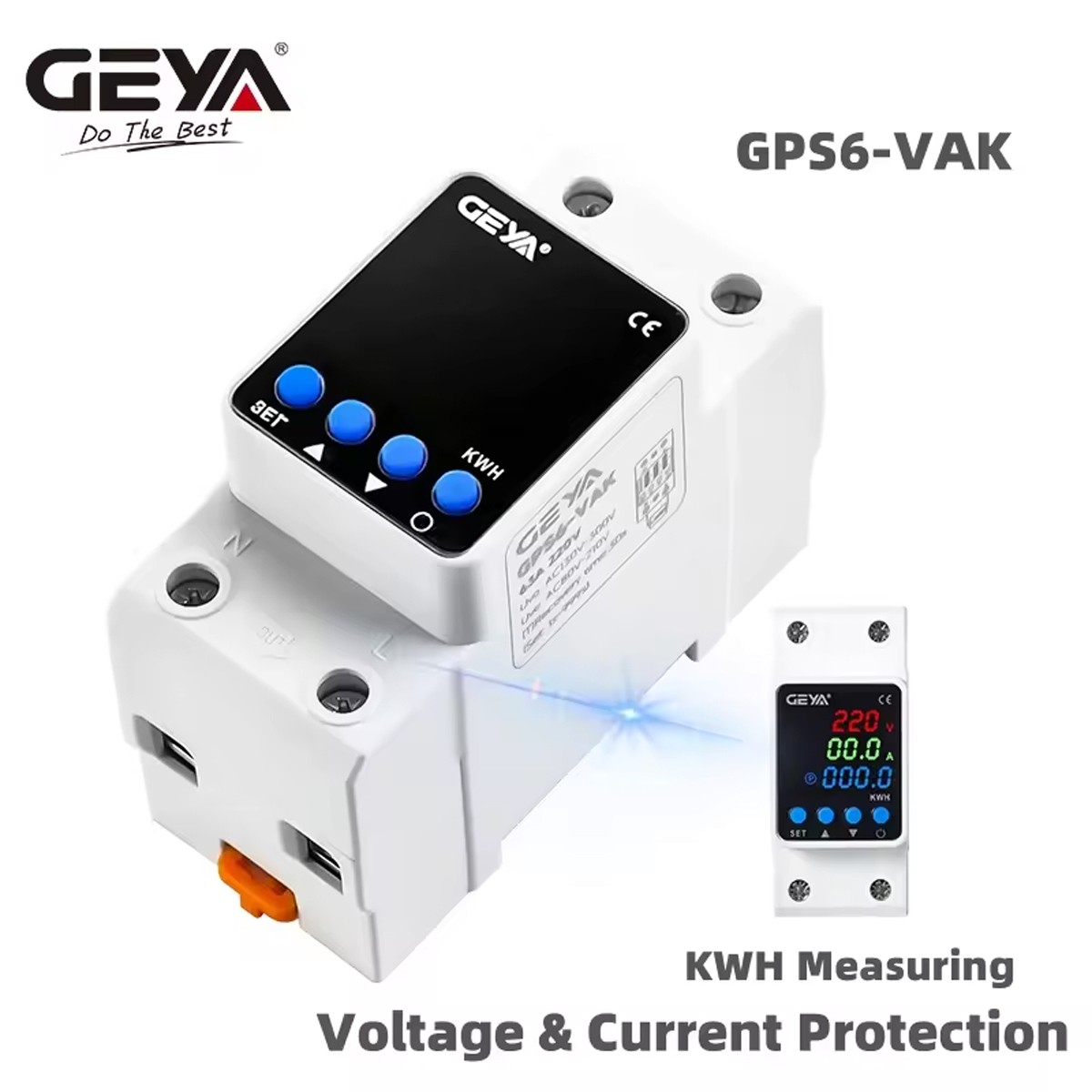 GEYA GPS6 Digital Display Voltage Current KWH Protector Protect 2P 40/63/80A 110