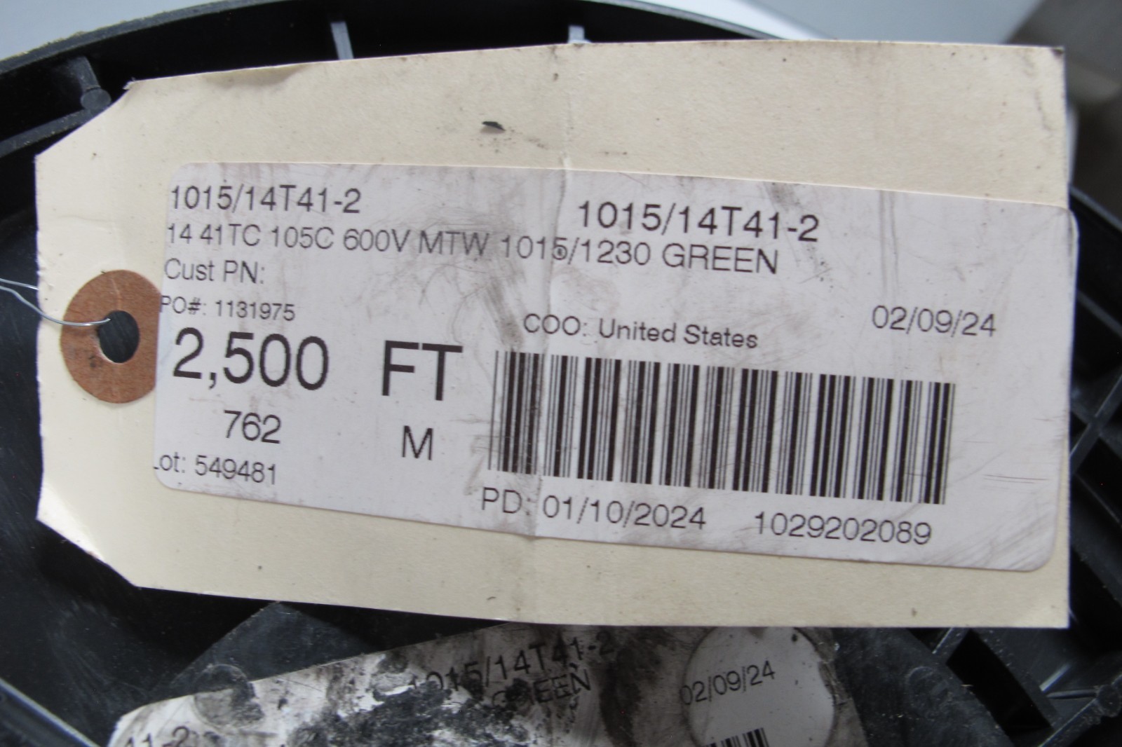 NEW 1015/14T41-2 14 41TC 105C 600V MTW 1015/1230 Green WIRE