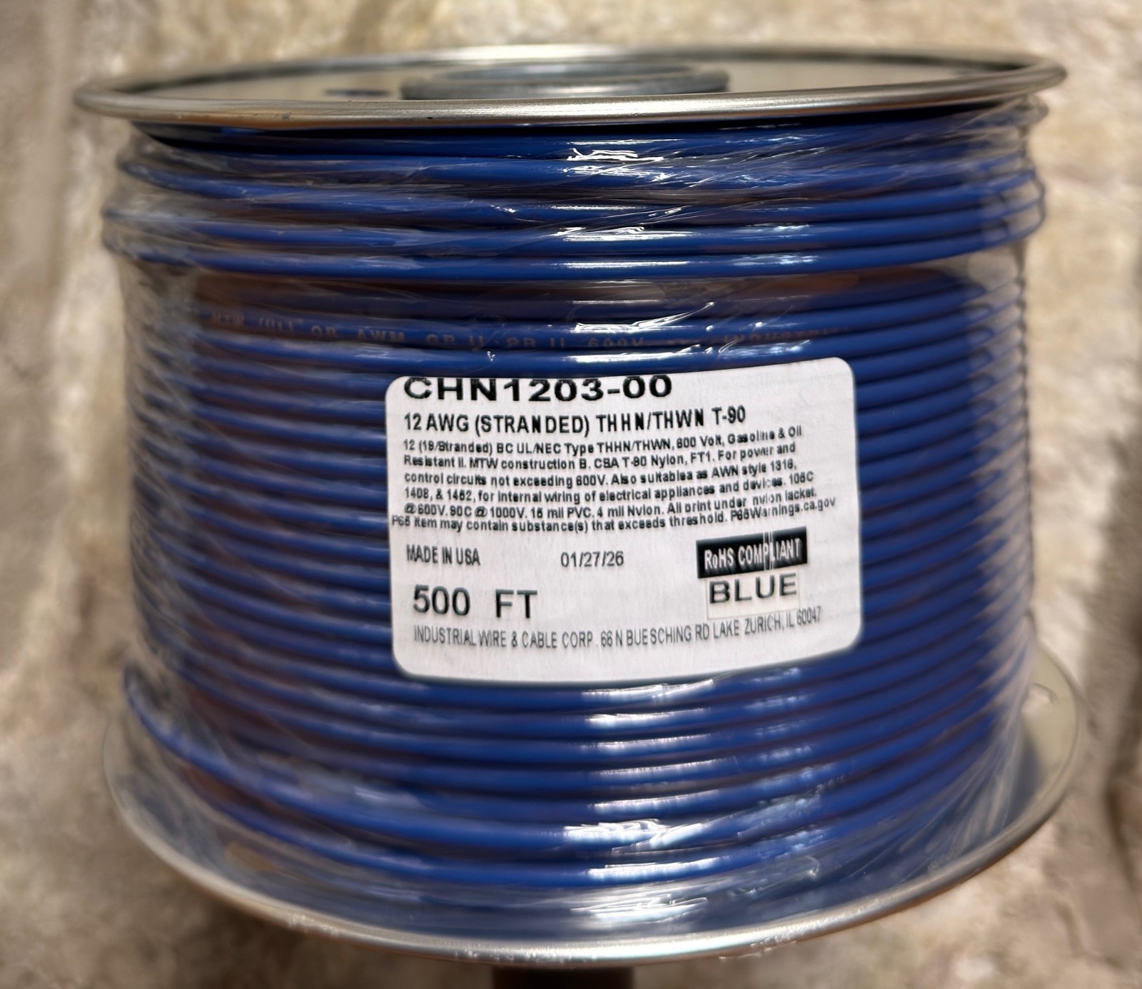 500 FT THHN/THWN WIRE. 12AWG STR BC 600 VOLT. MADE IN USA. ONLY ORANGE