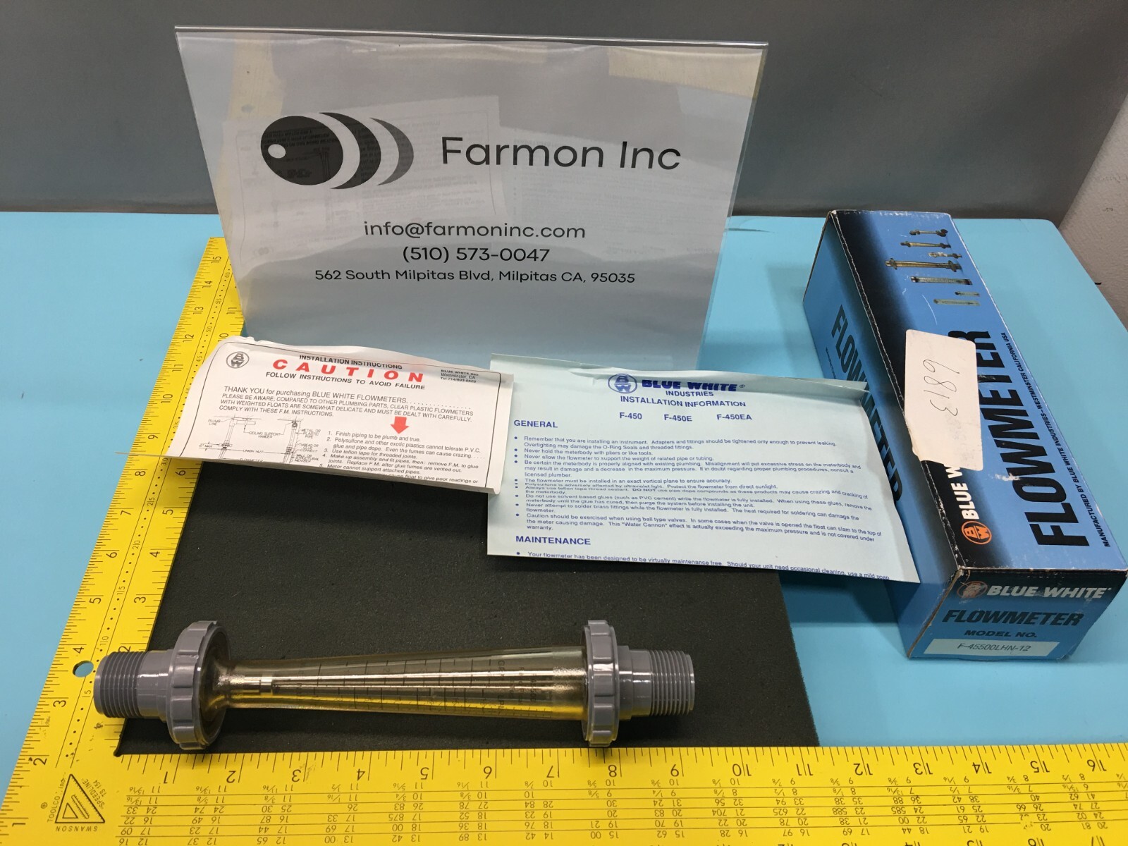 BLUE-WHITE F-45500LHN-12 FLOWMETER 0.5 – 5 GPM 1/2″ FPT, 127405