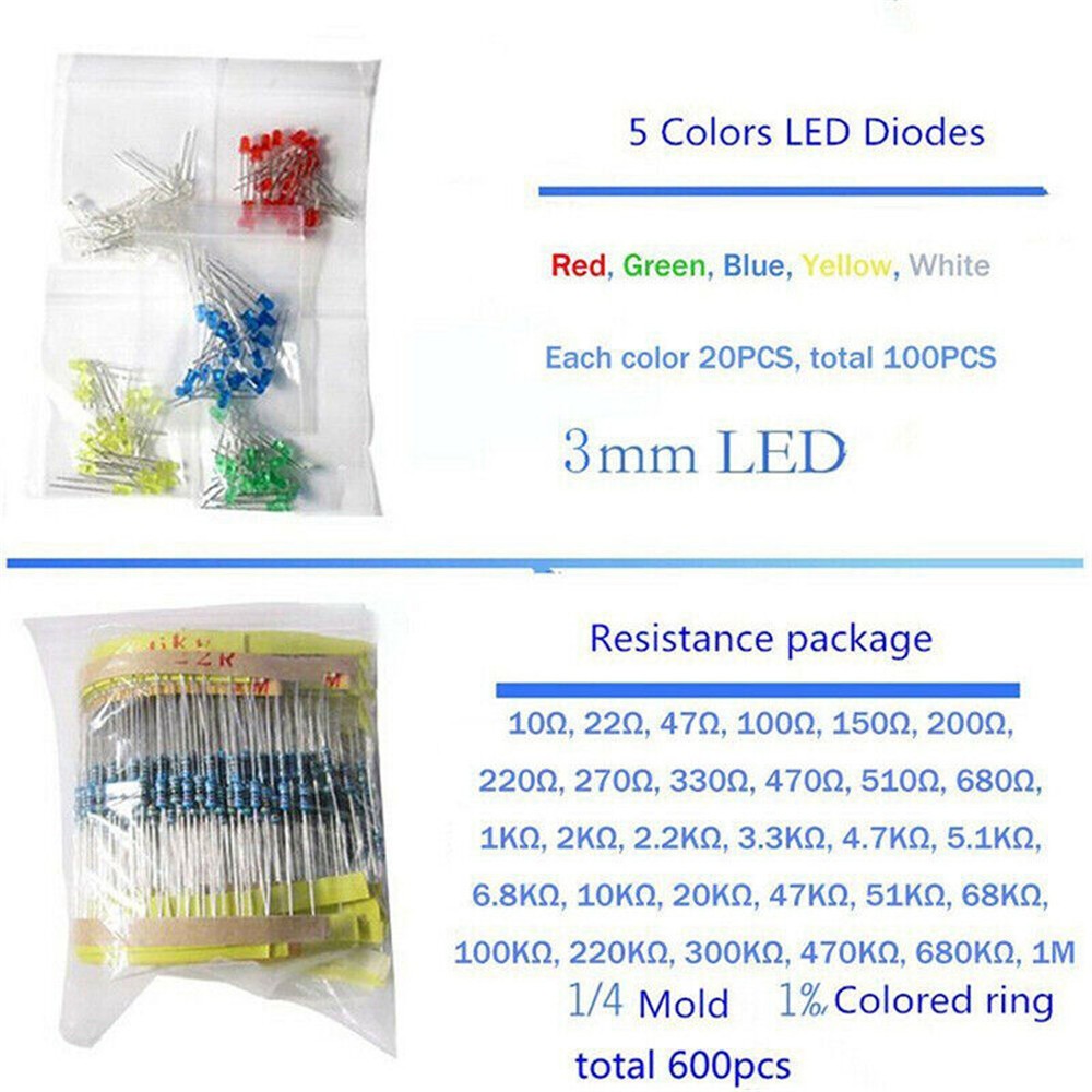 1390pcs/Set Electronic Components Kit Basic Diodes Transistors Assortment