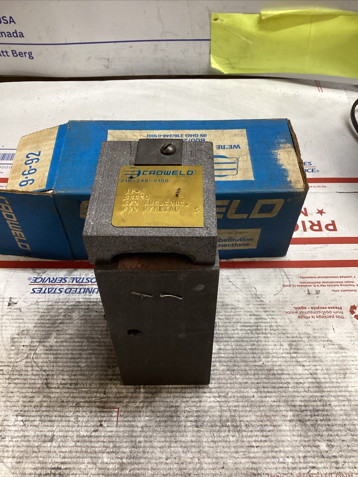 ERICO CADWELD IP-A SSC-2Q MOLD 4/0 AWG CONC RUN & TAP #90 CART ED4U 3295
