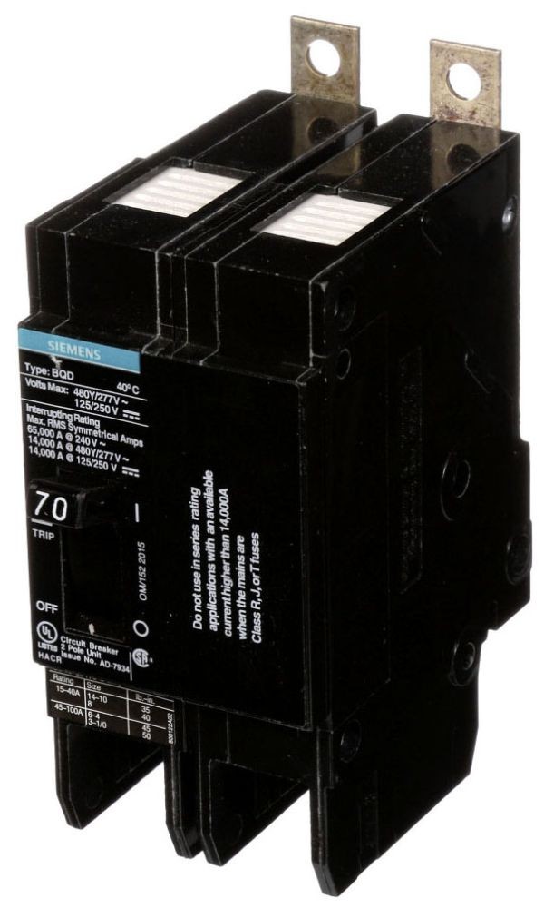 NIB – Siemens – BQD270 – Breaker Bqd 2P 70A 480Vac 14Kaic