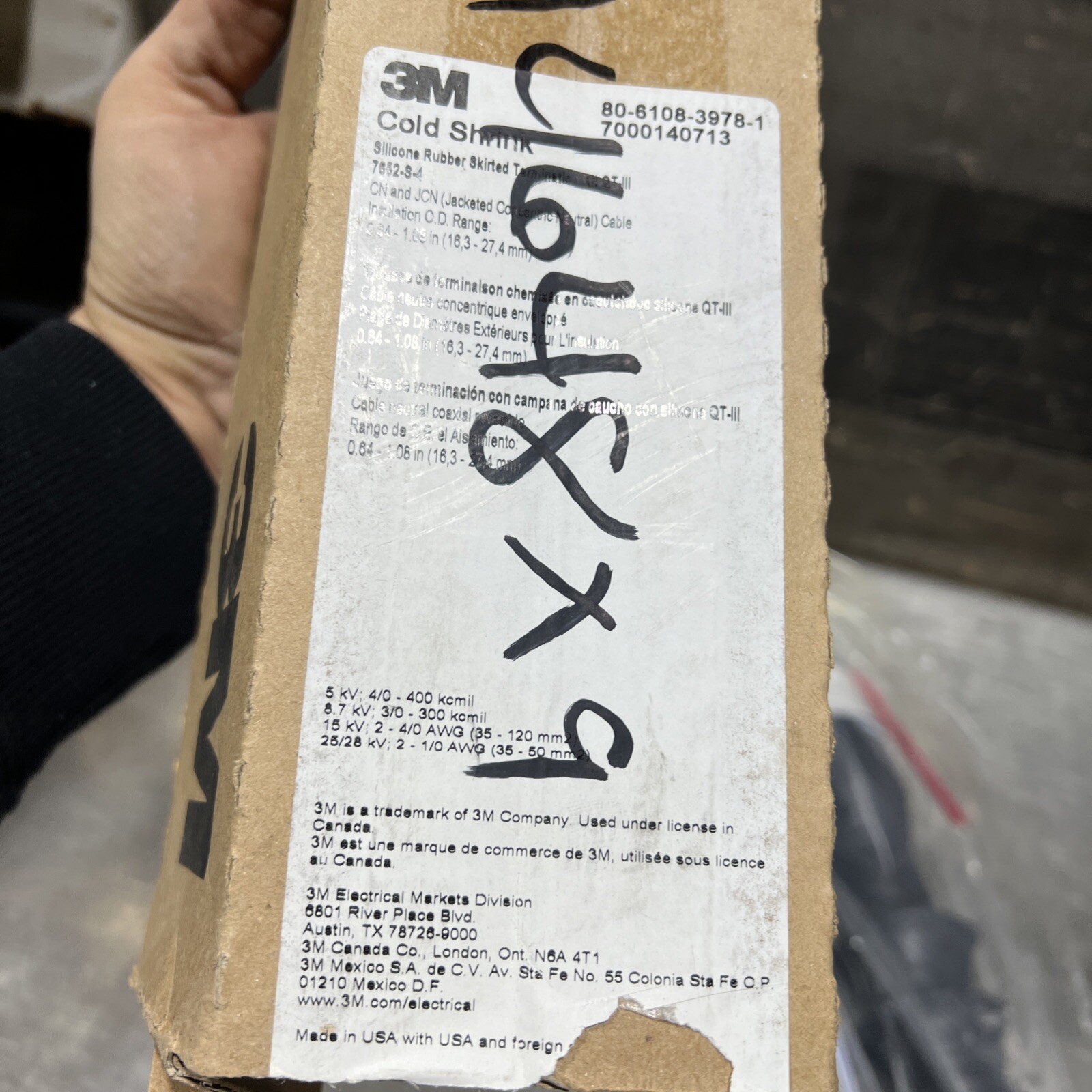 3M 7652-S-4 Cold Shrink QT-III Termination Kit. Nos Surplus. Used By Dates Vary
