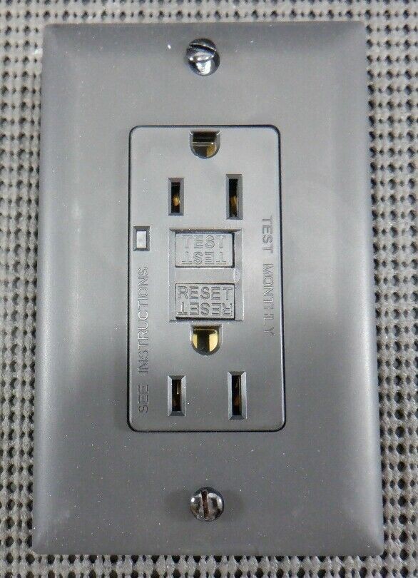 Pass & Seymour 1594-BK 15A 125V GFCI Black Duplex Receptacle Trip Indicator