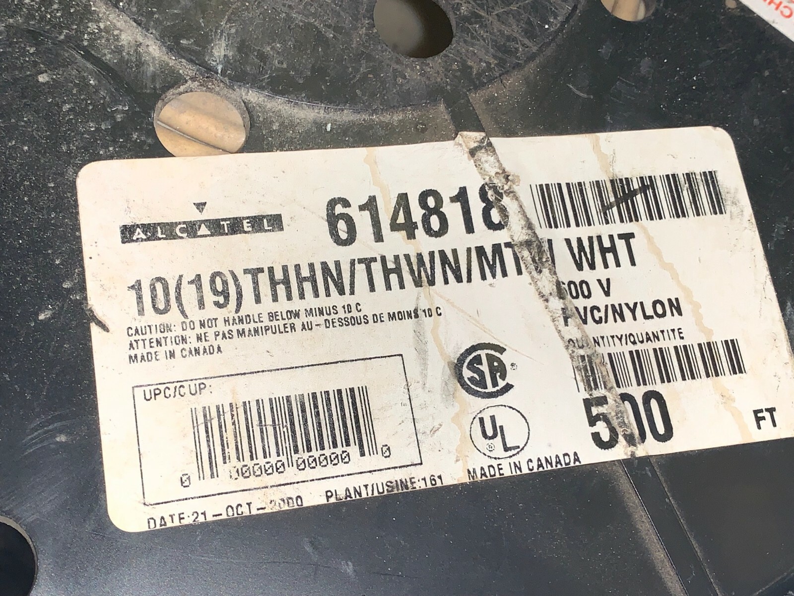 MACHINE TOOL WIRE, 10 AWG, SOLID COPPER, BLACK, THHN/THWN-2, 600V, 220′ EST