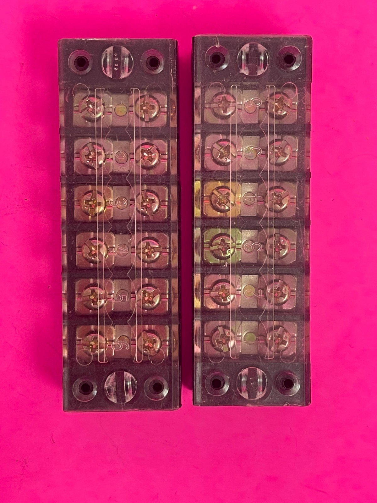 Tend TB25-6 Solid-type Terminal Block, 25A 600V, 6-Position Fixed Strip Lot of 2