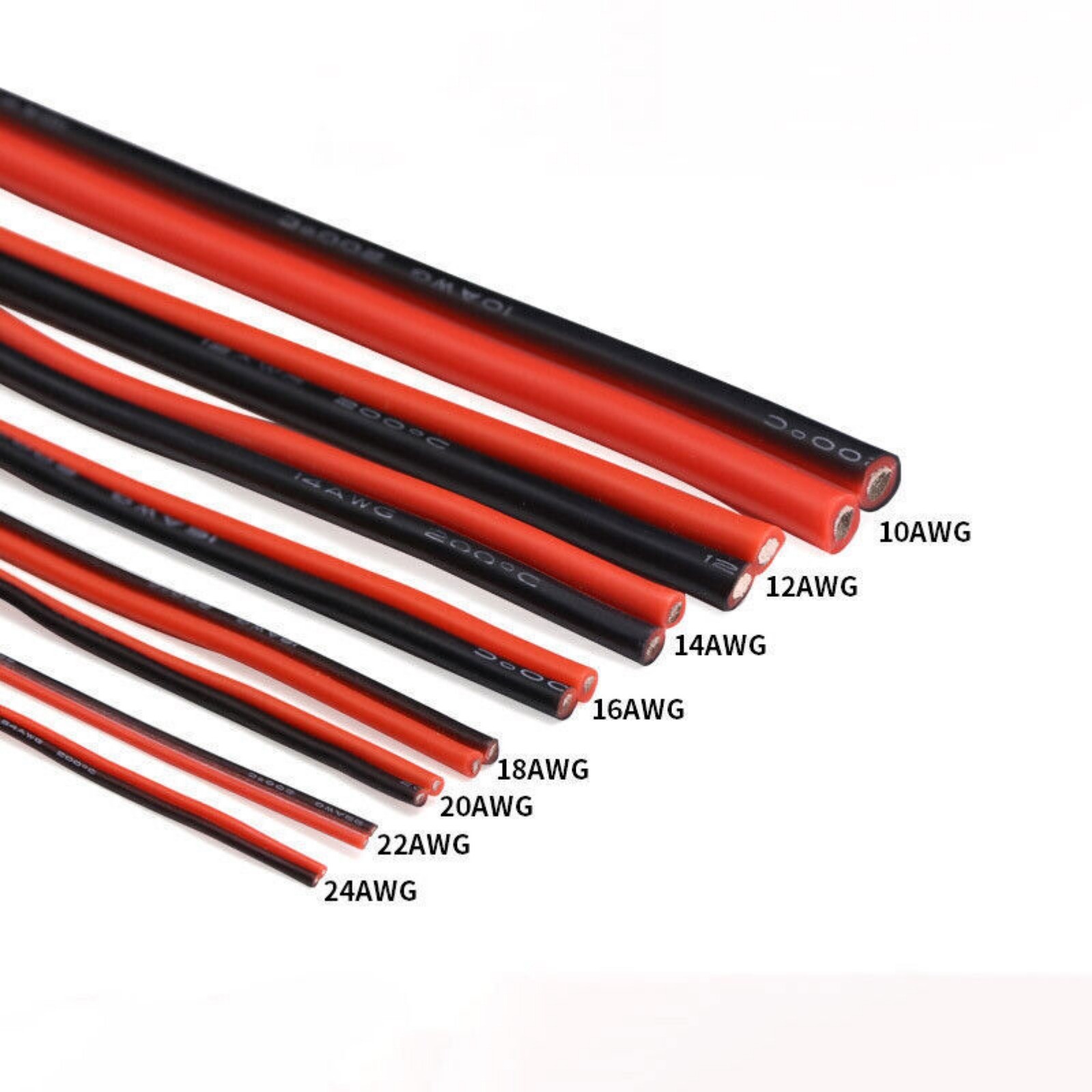 2Pin Red&Black Silicone Wire 10AWG-24AWG Extra Soft Silicone Cable Tinned Copper