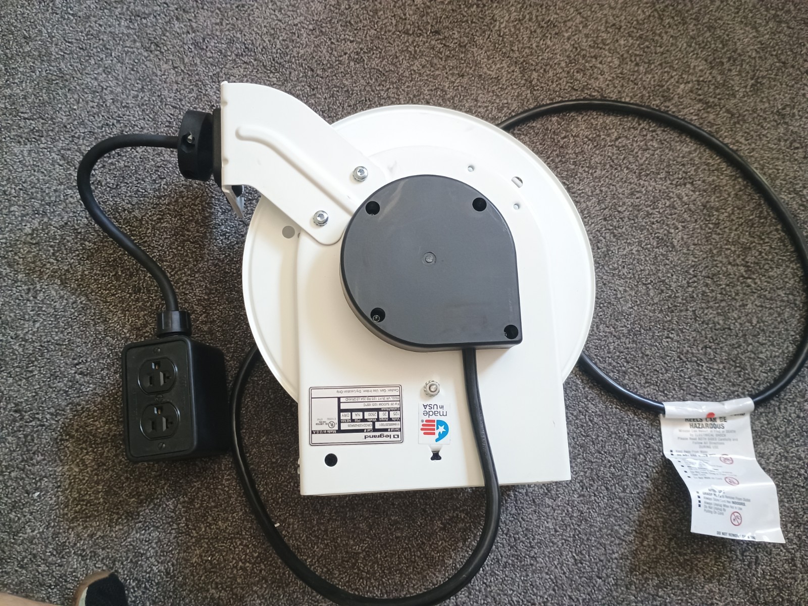 Legrand CRCD123N25R20 1000 Series Cable Reel With Quad RB 20 AMP 12 AWG 25ft