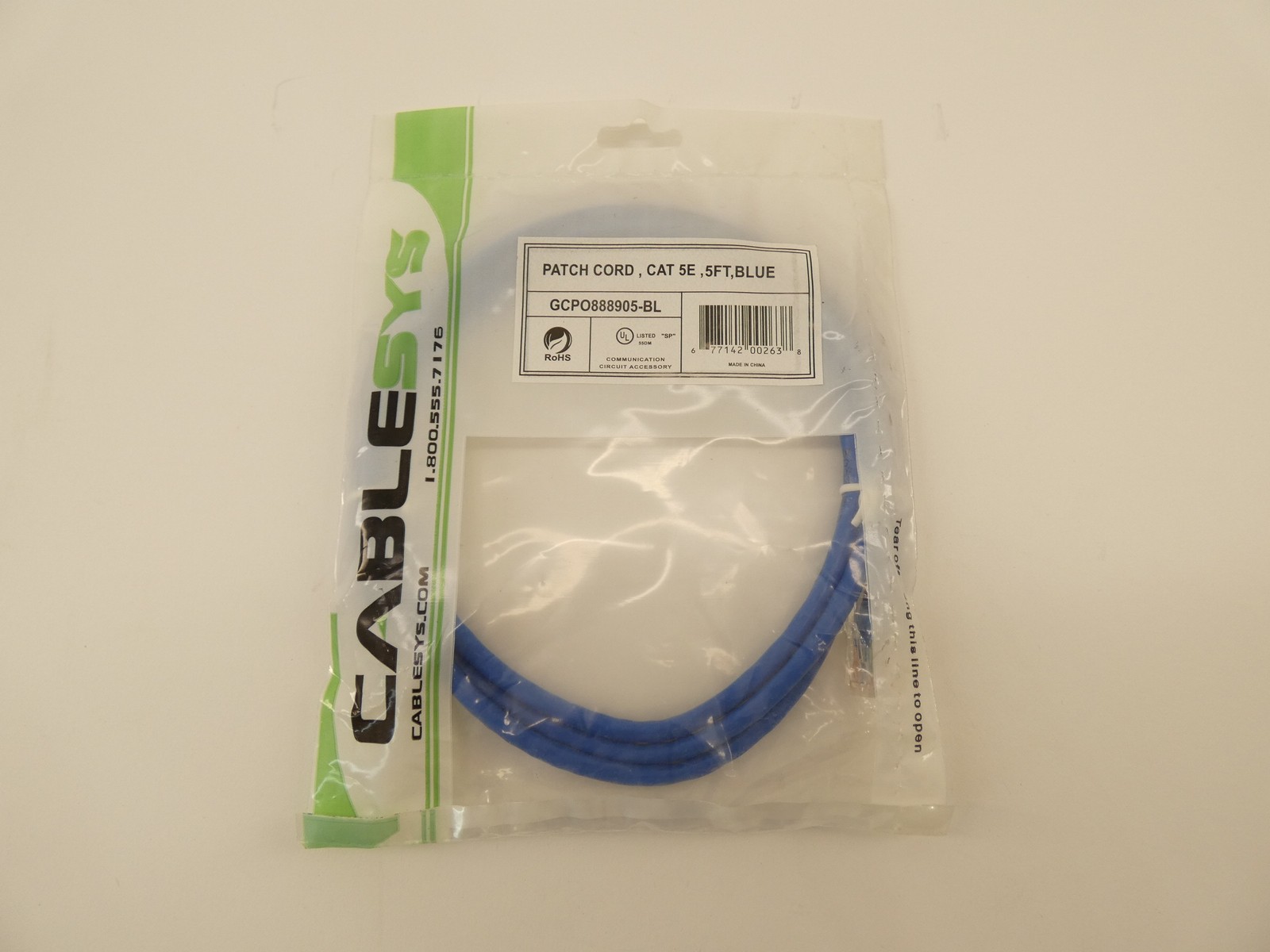 *Lot of 3* Cablesys GCPO888905-BL Patch Cord Blue 5FT Cat5E – NEW Surplus!
