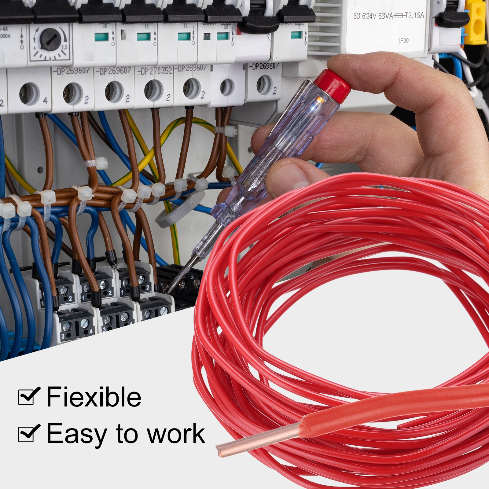 25 Feet Electrical Wire Insulated Solid Copper 14 AWG THHN Wire UL listed,Red