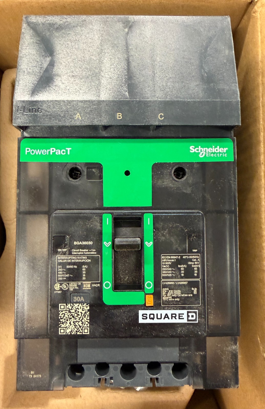 PowerPacT Square D – BGA36060 – 60A 3P Circuit Breaker For Power Distribution
