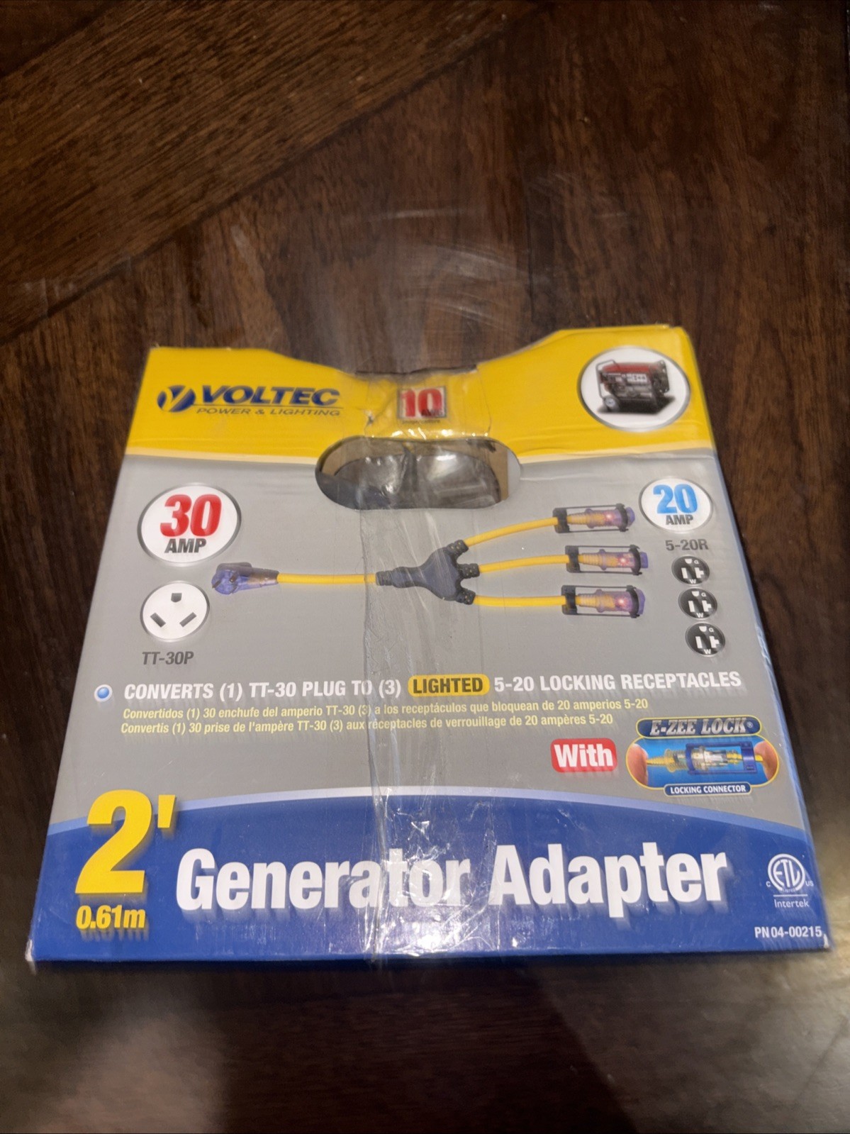Voltec 04-00215 2′ W Generator Adapter – TT-30P to (3x) 5-20R with E-Zee Lock