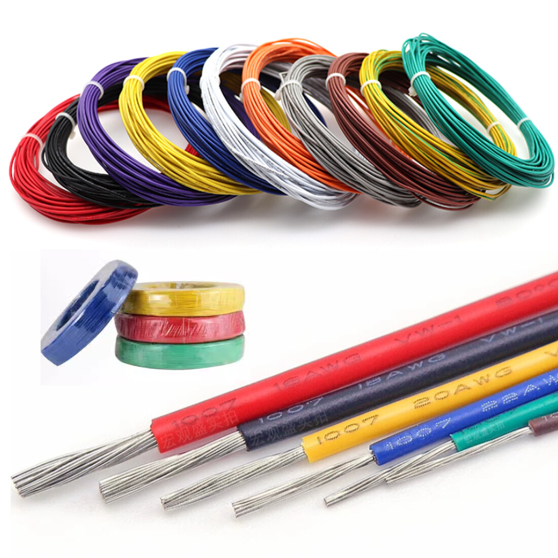 Multi-Stranded UL1007 16/18/22/24/28/30 AWG Electronic Wire Tinned Copper Cable
