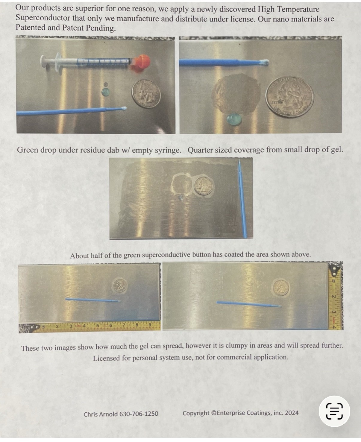 NanoFlo Superconductive Gel Over Copper or Brass Superior To .999 Silver