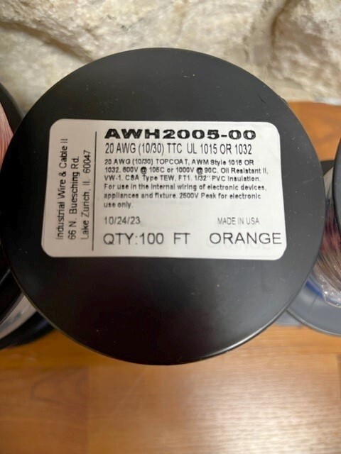 20 AWG (10/30) TOPCOAT UL 1015 OR 1032 in 100 or 250 FT BLK,GRN,BLU,RD, ORG