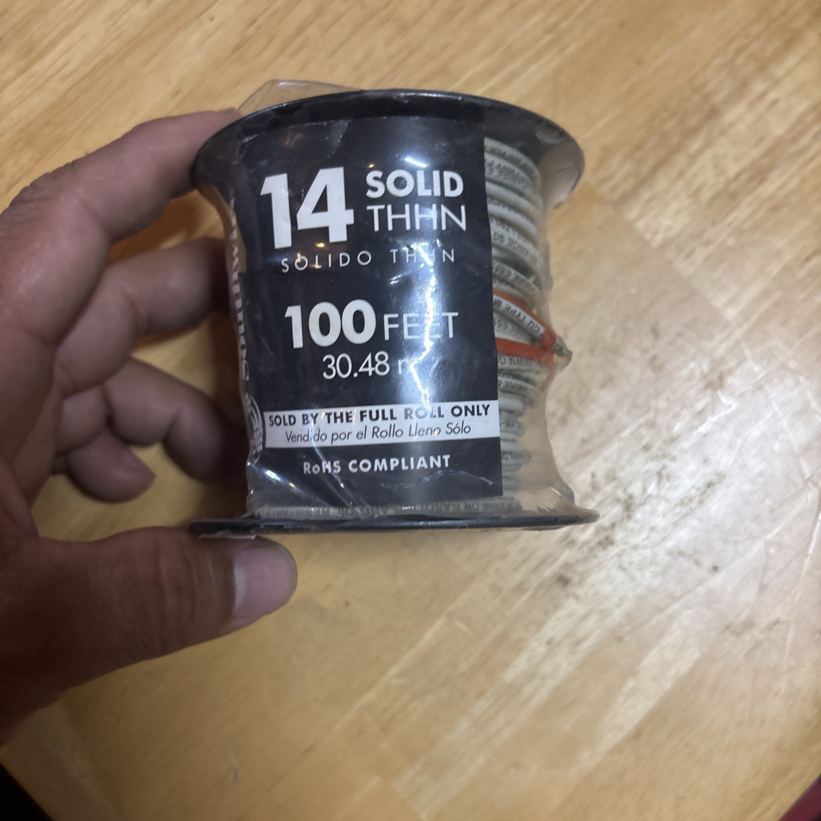 100-foot roll of Southwire 14-gauge solid THHN copper building wire