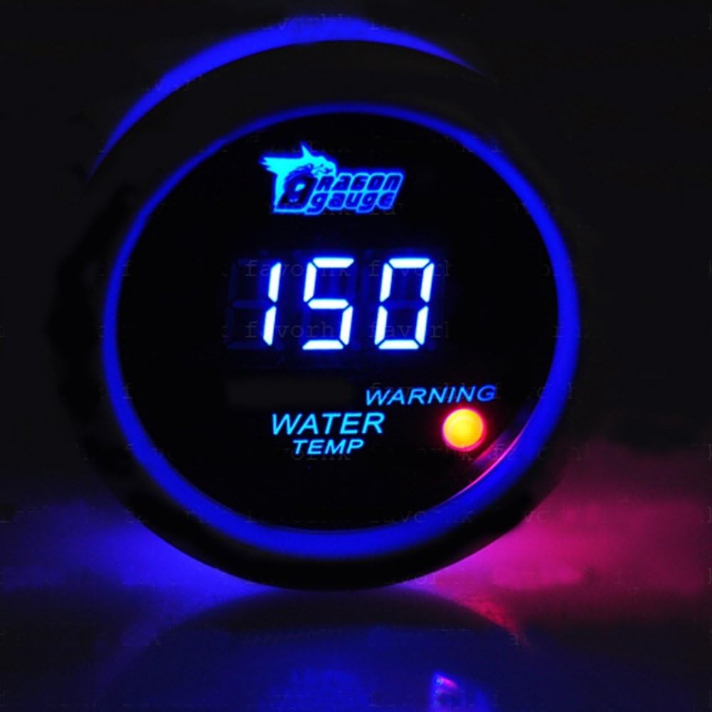 Medidor de Temperatura del Agua 2″ 52 mm Coche Universal Digital Luz LED Az