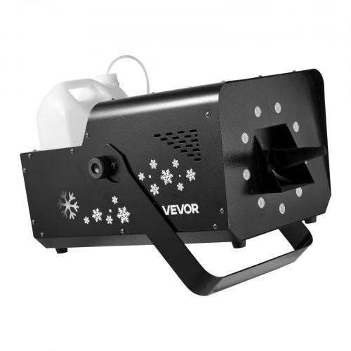 1500W Snow Machine with RGB DMX512 Signal Control, 9 LED Lights, Wireless Remote