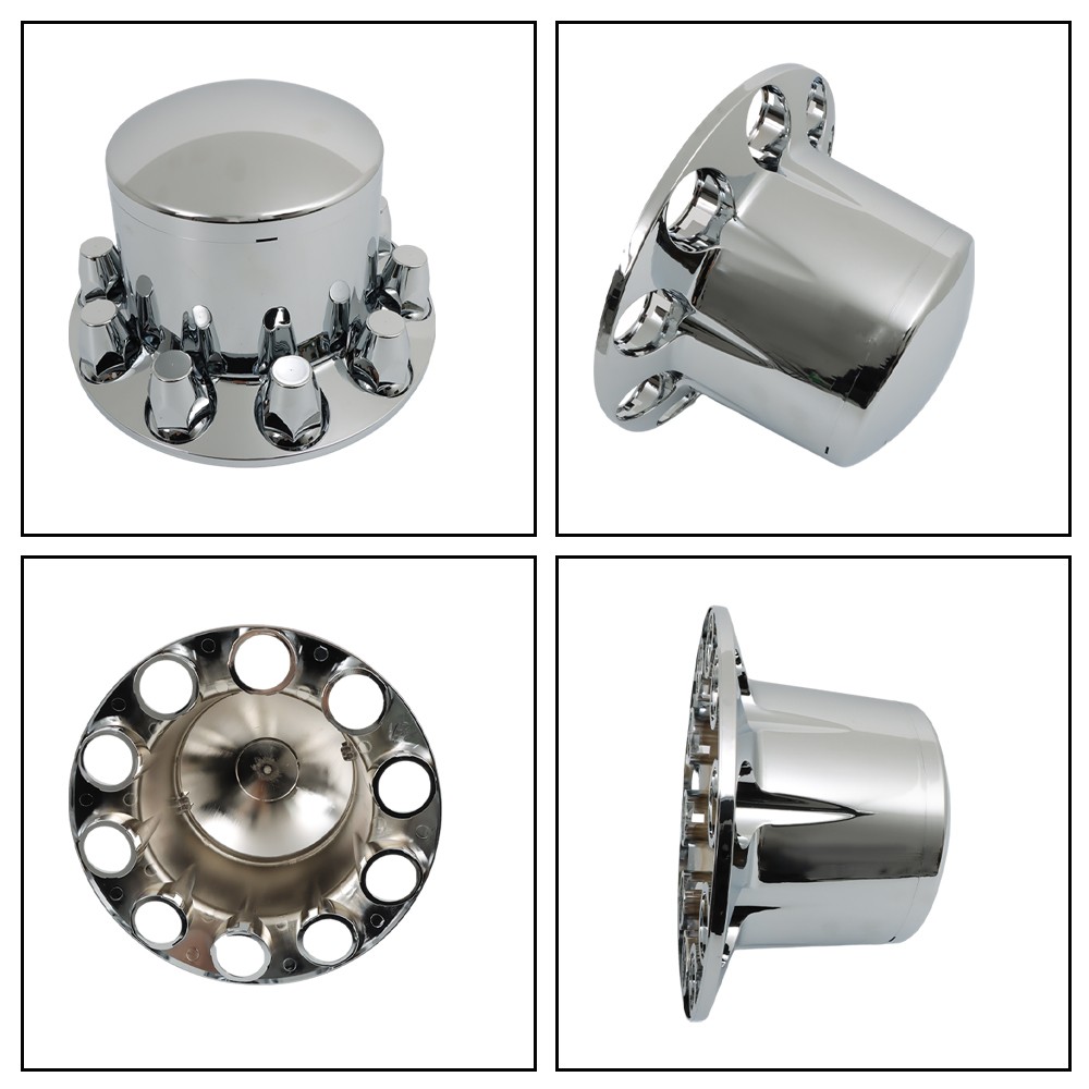 Set of 4 Rear Chrome Wheel Axle Hub Cover Kit Semi 33mm Nut Covers ABS Plastic