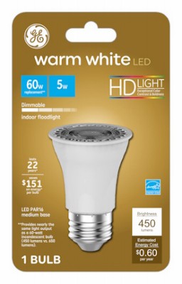 LED Floodlight Bulb,Indoor,Warm White,Clear Bulb,450 Lumens,5 Watt – 93129798