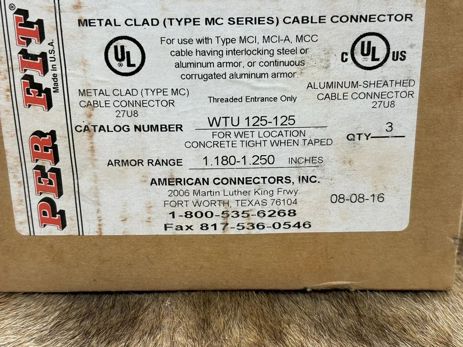 American Connector WTU-125-125, Perfit Water Tight Union, 1pc