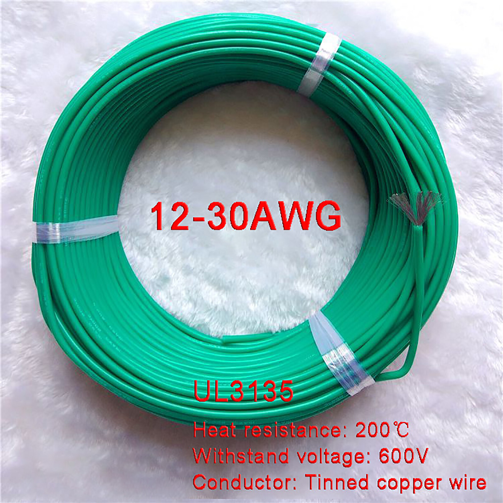 Green12-30AWG Flexible Silicone Wire Cable, HIGH TMPE 200℃, Tinned Copper Wire