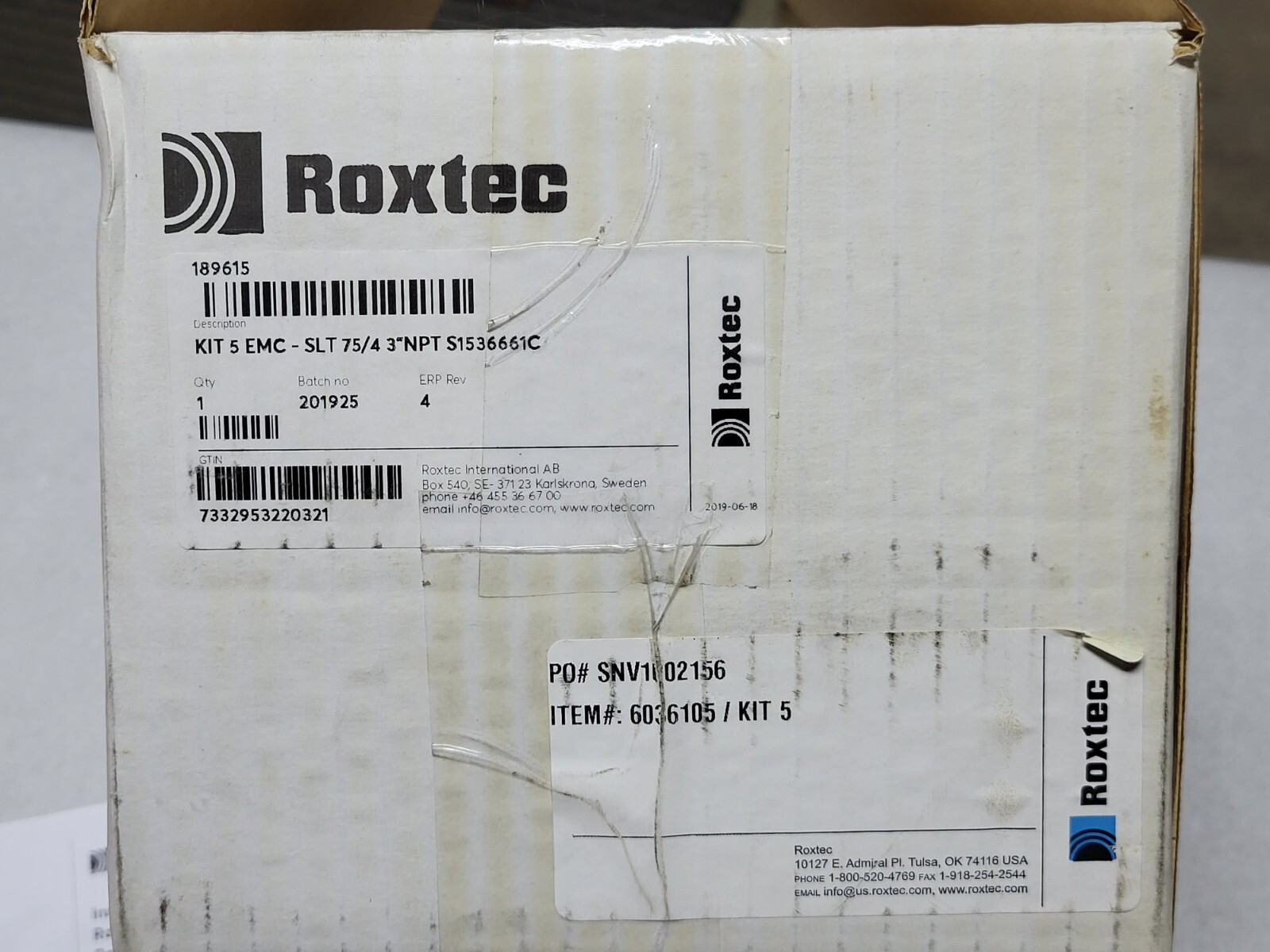 ROXTEC S1536661C (189615) KIT 5 EMC-SLT 75/4 3″ NPT STAINLESS STEEL FITTING NIB