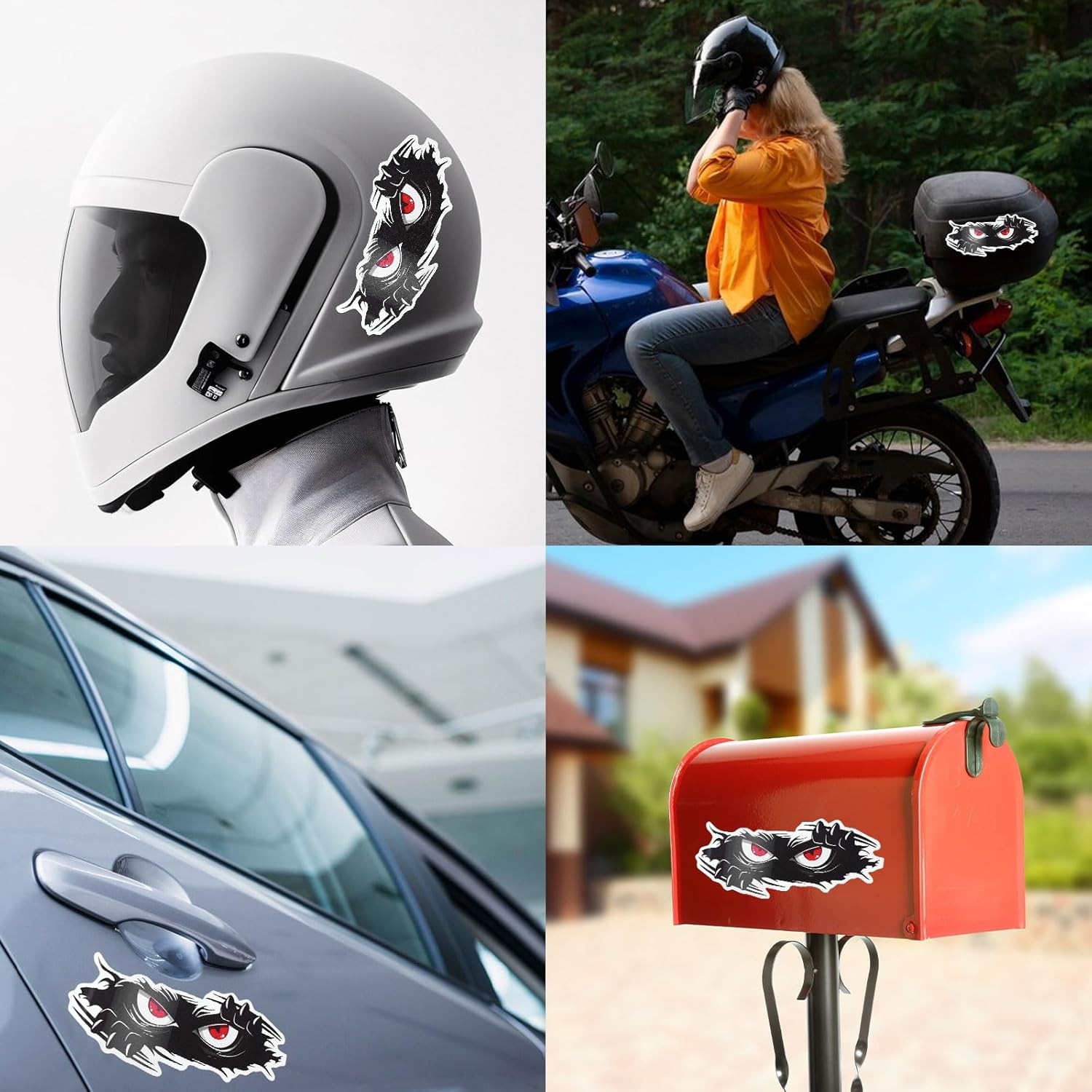 3Pcs Monster Angry Eyes Decals, 10×4 Inch Black Vinyl Bumper Stick Color: 3pcs