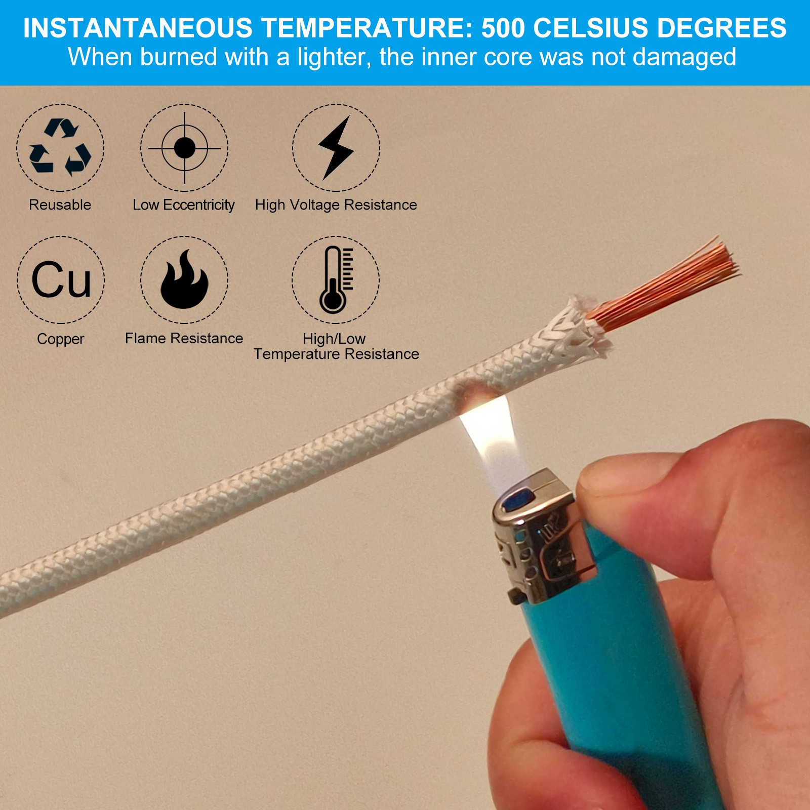9.8ft 14AWG Electronic Wire High Temperature Electrical Mica Cable White