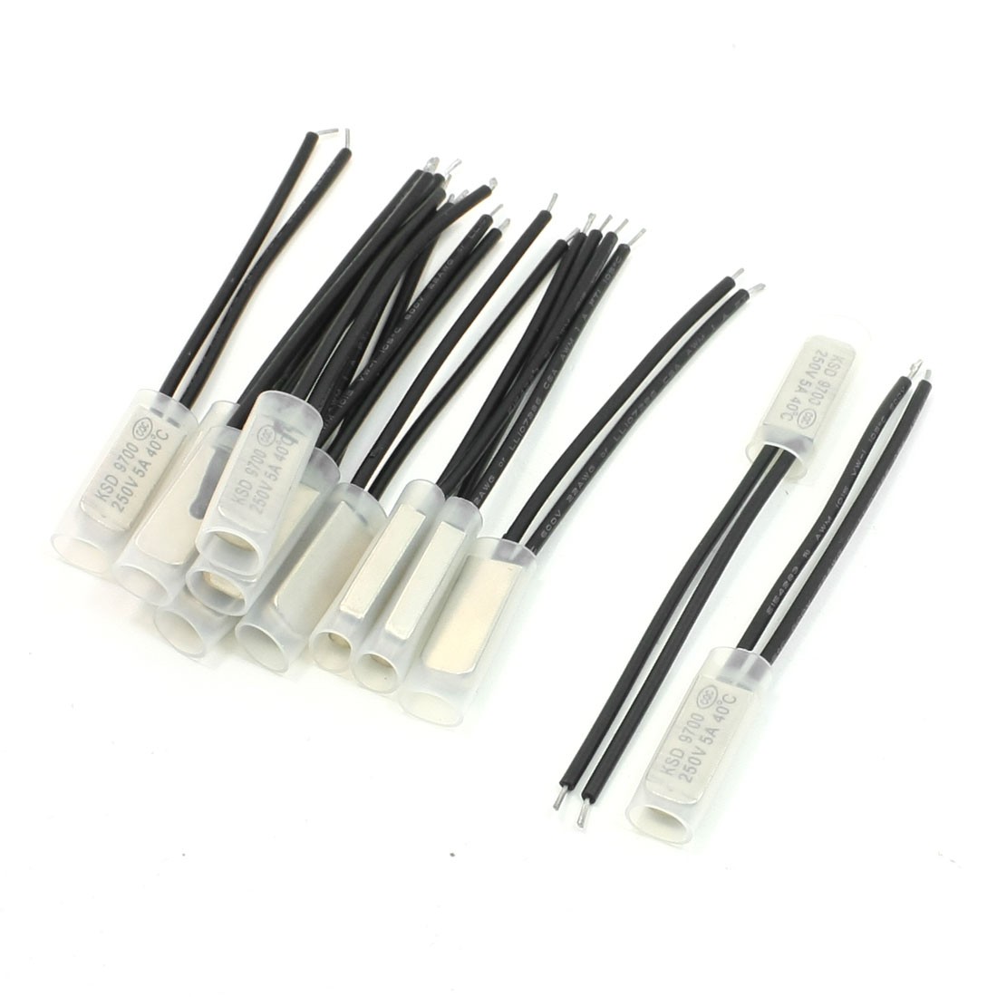 12 Pcs NC 40C 2 Wire Connector Bimetal Thermal Thermostat Switch 250V 5A