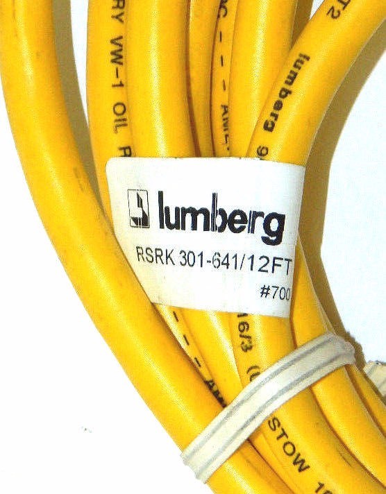NEW LUMBERG RSRK 301-641/12FT, 3 PT MALE/FEMALE CORDSET, 12 FT LONG