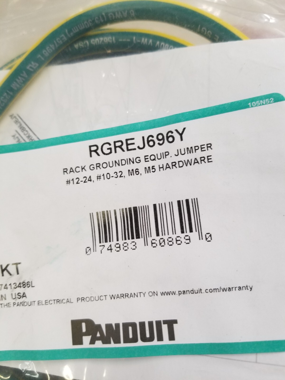 Panduit RGREJ696Y Rack Grounding Jumper Kit