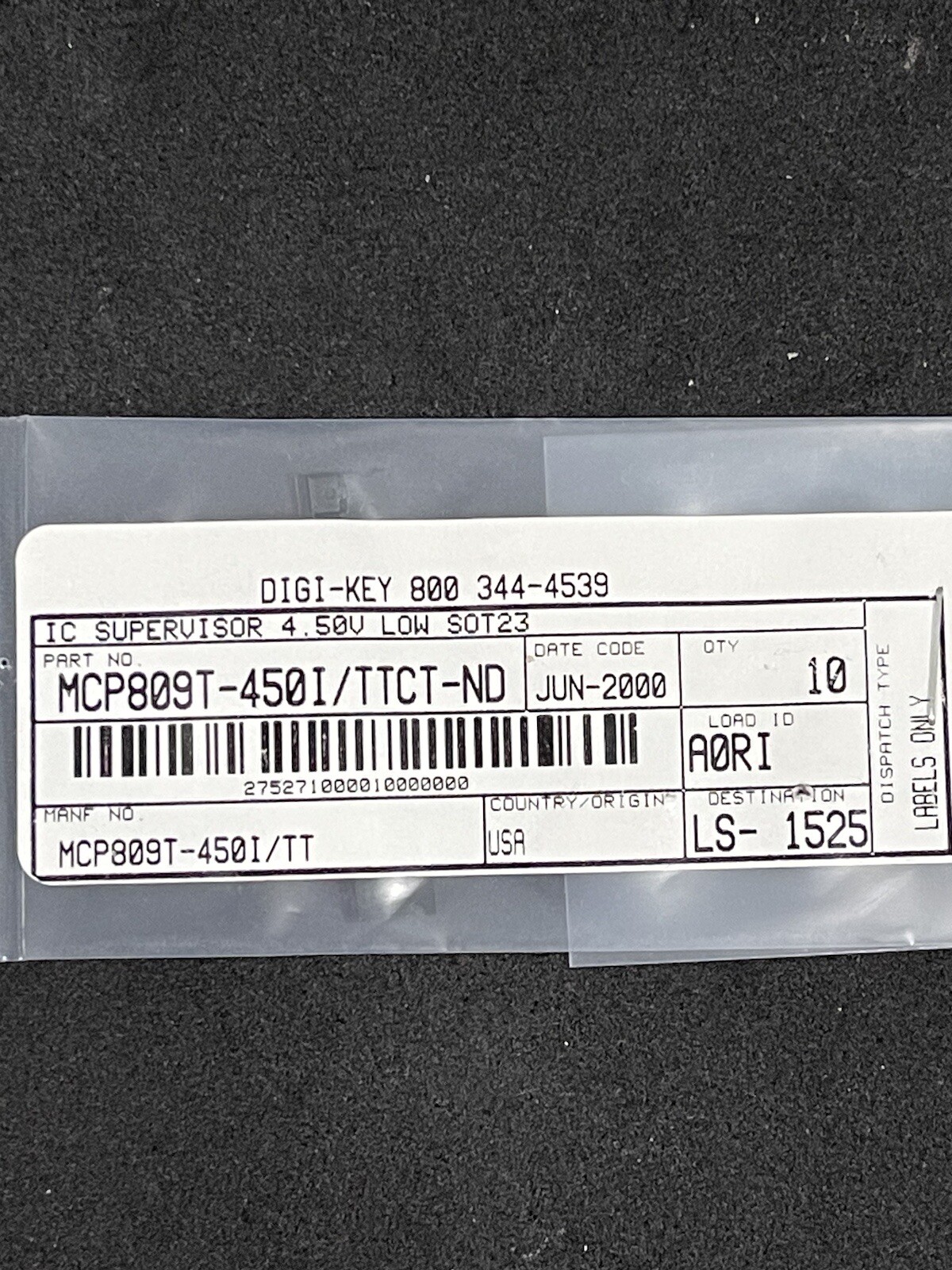 MCP809T-450I/TT IC SUPERVISOR 1-CHANNEL SOT23-3 MICROCHIP (LOT OF 10)