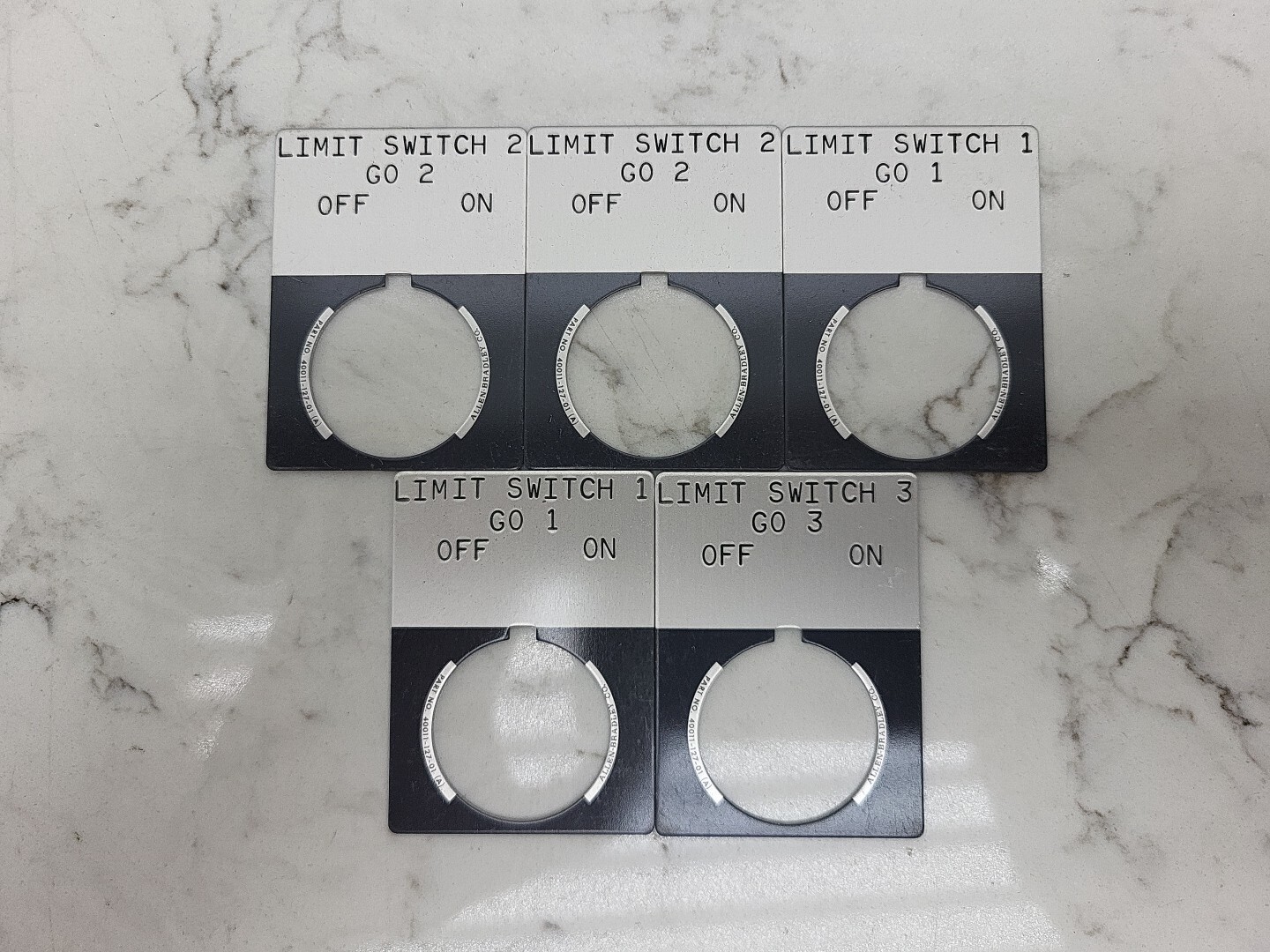 8 Pack Allen Bradley 30mm Push Button Legend Plate ON OFF *New See Pictures