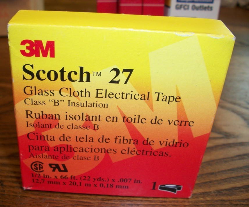 3M Scotch 27 Glass Cloth Electrical Tape Class B 1/2″ x 66ft New/Sealed