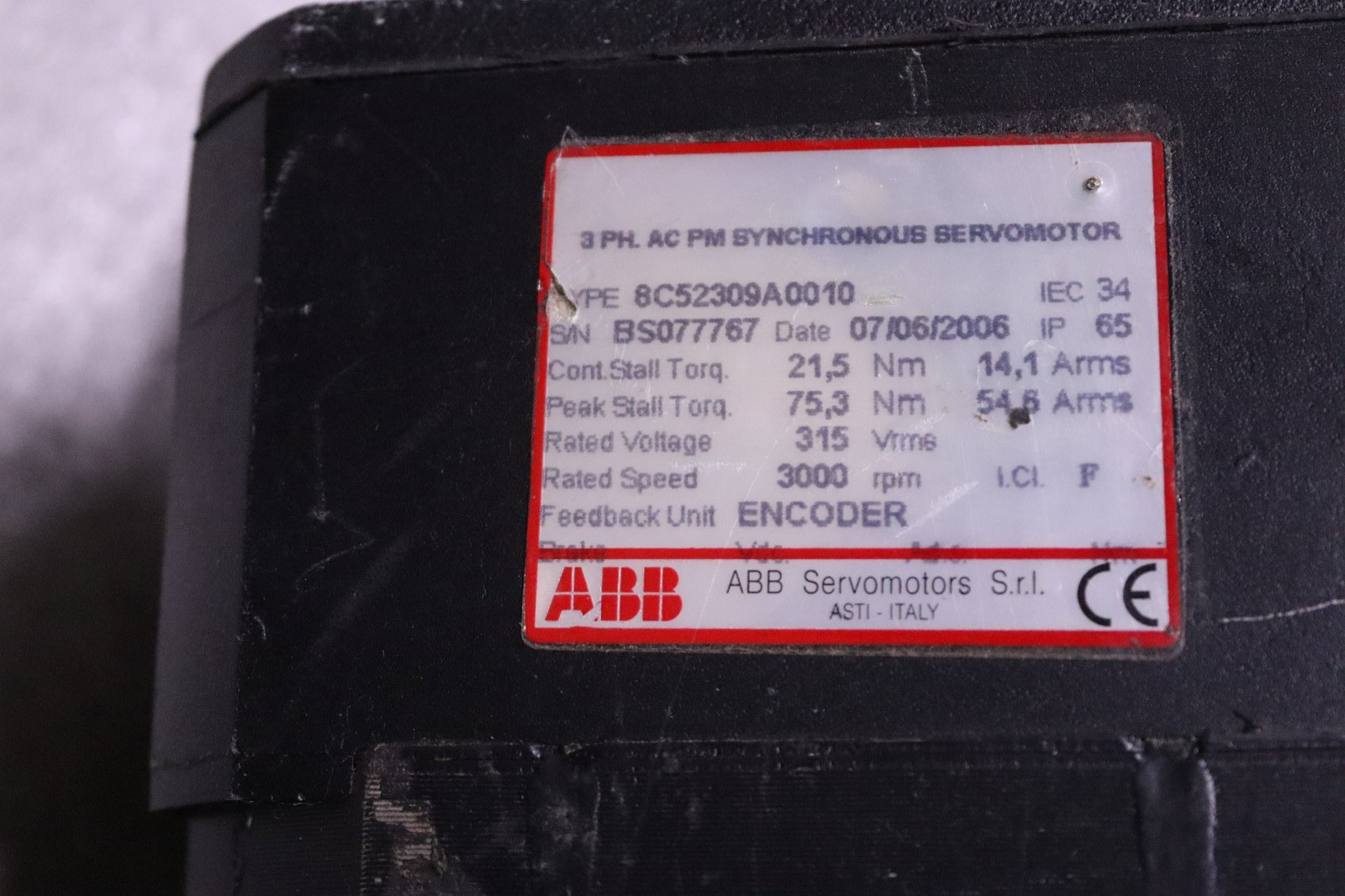 ABB 8C52309A0010 Servo Motor ITALY
