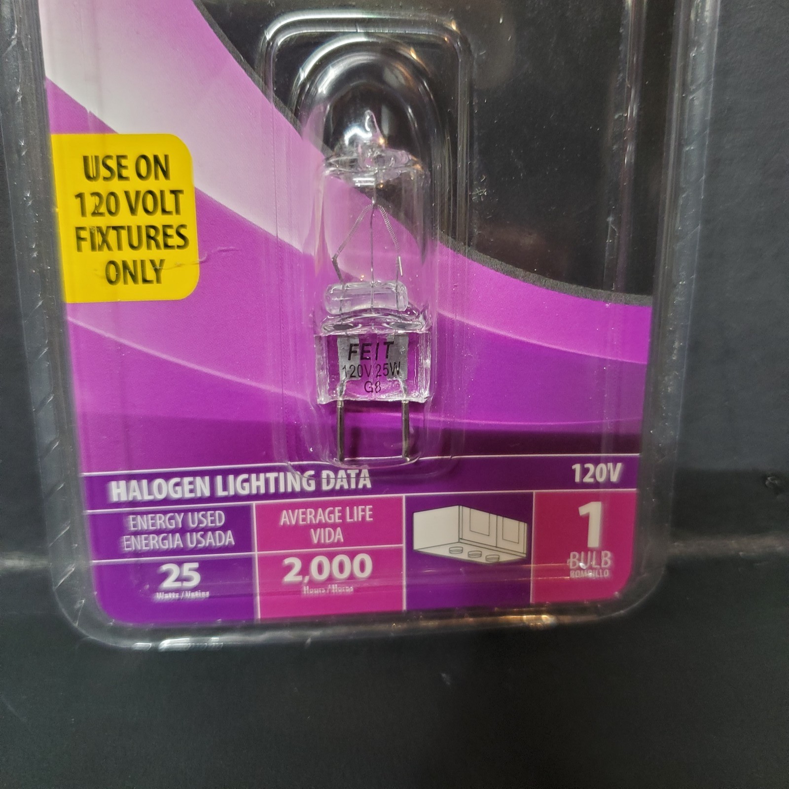 FEIT Electric 25W 120V G8 Halogen Bulb Clear Light Lamp – Lot of 3 New