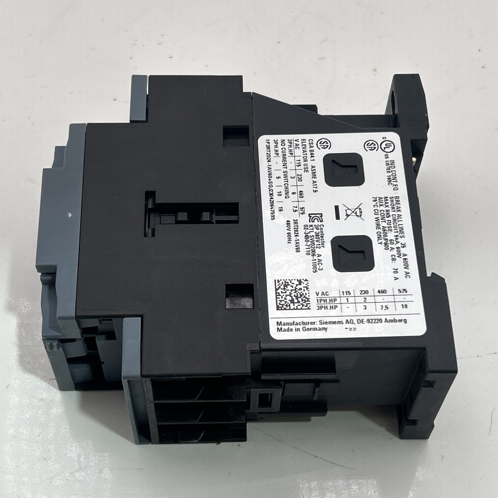 SIEMENS SIRIUS CONTACTOR 3RT2024-1AV60