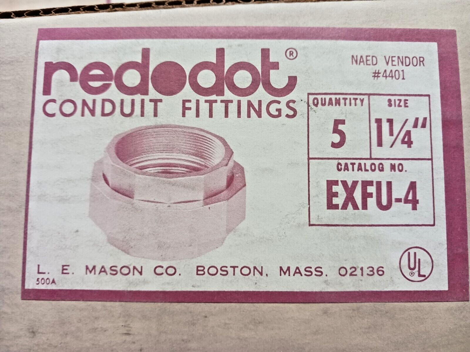 RED DOT EXFU-4 F/F UNION 1-1/4″ (SOLD BY THE CARTON OF 5), VINTAGE