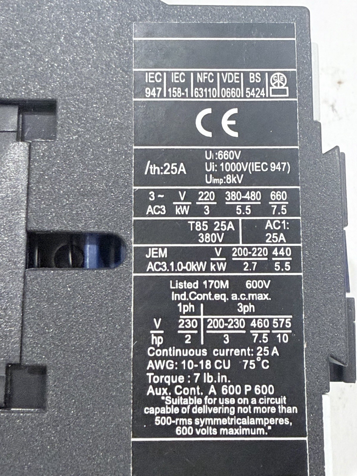 New Schneider Electric LC1D1210 Contactor 120V Coil 3 Pole