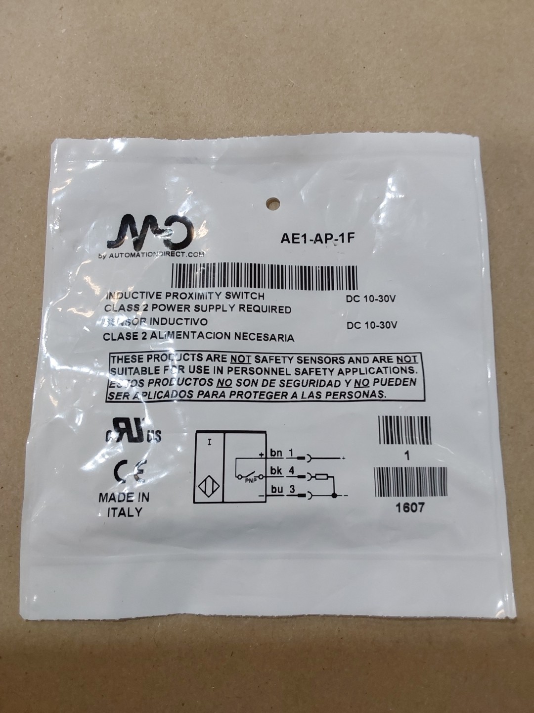 AUTOMATION, AE1-AP-1F INDUCTIVE PROXIMITY SWITCH