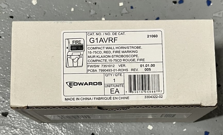 Edwards G1AVRF Fire Alarm Horn Strobe | NEW