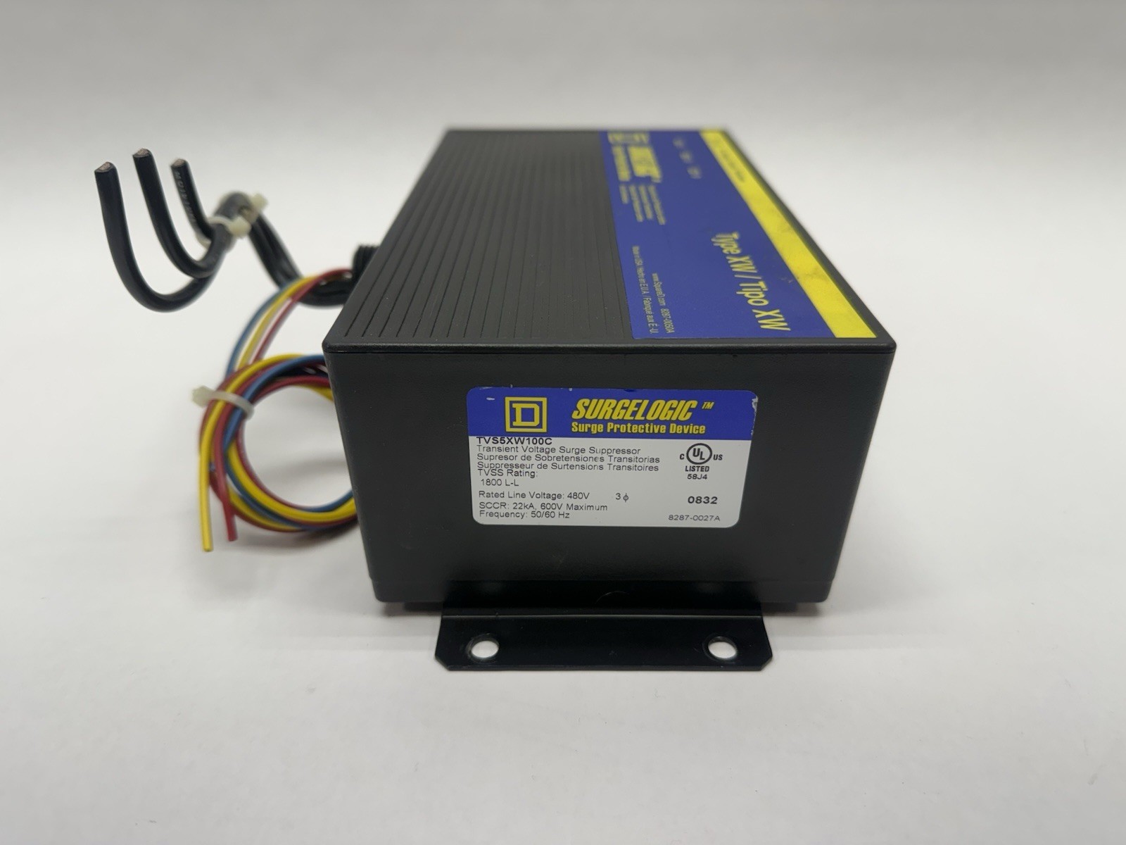 SQUARE D TVS5XW100C 480D 600V 50/60Hz Type XW Surgelogic Surge Protective Device